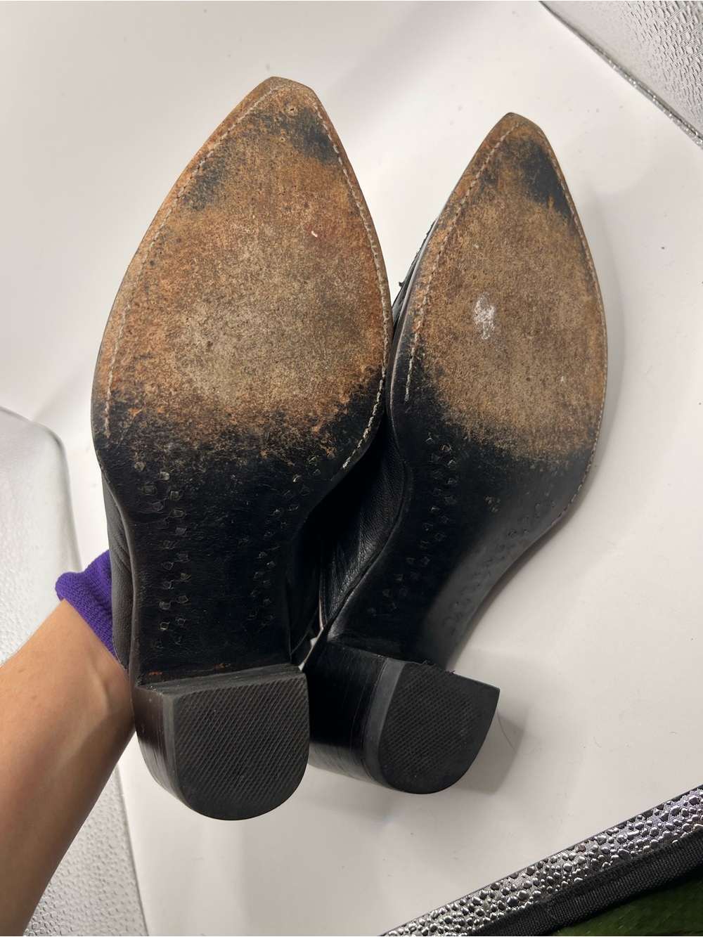 Old Gringo Black Leather Pointed Mules with Pink Trim - Picture 10 of 12